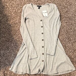 Forever21 Gray Button-Down Cardigan Dress